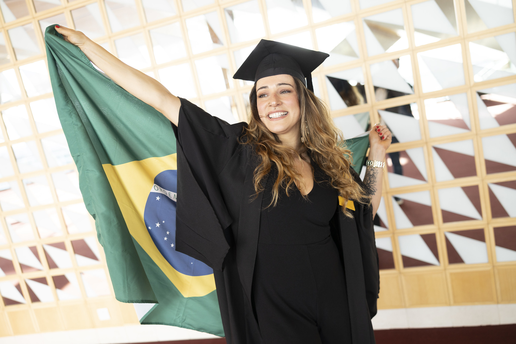 Estudantes em campus internacional